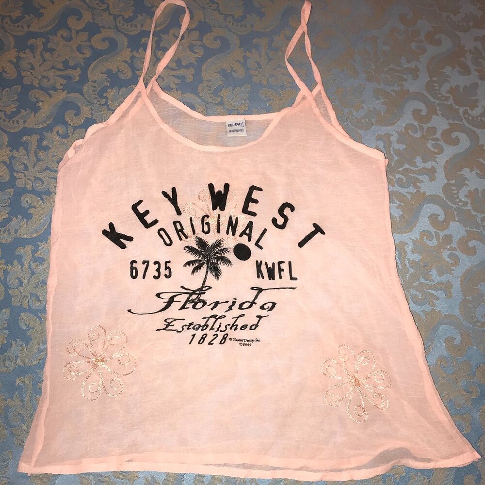 Peach Sheer Spaghetti Strap Tank